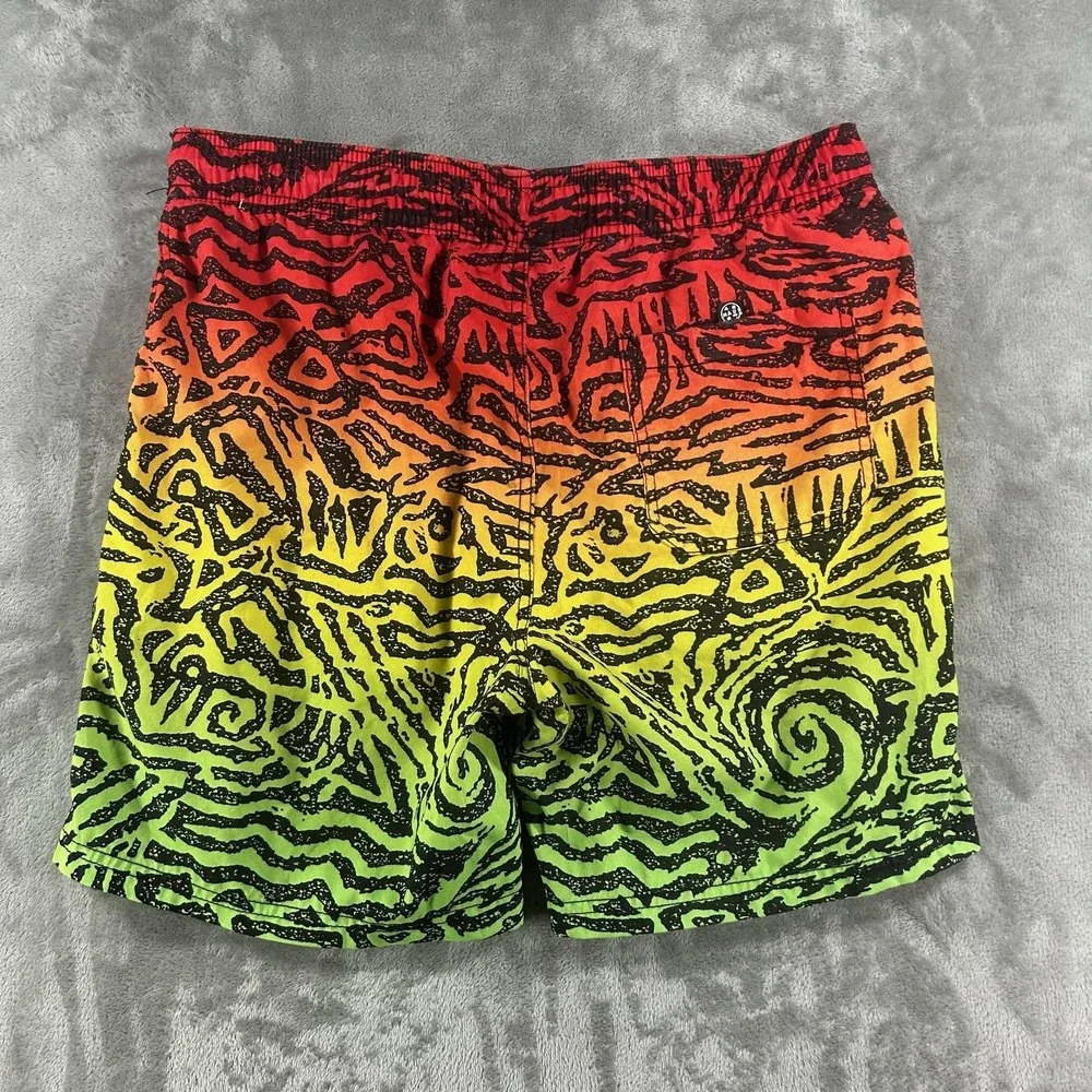 Maui And Sons Swim Shorts Mens Medium Rasta Ombre Surf Print Trunks Lined